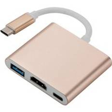 Thunderbolt 3 adapter usb typ c hub hdmi-kompatibel 4k support samsung dex mode usb-c dock med pd för macbook pro/air - 3 in 1 guld