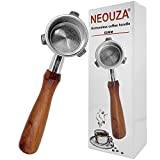 NEOUZA 51 mm espresso bottenlös filterhållare kompatibel med Delonghi La Specialista EC9155/9335/935/9355/9665 304 rostfritt stål med icke-trycksatt filterkorg (rosenträhandtag)