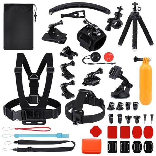 Zourglow 40-i-1 actionkamera tillbehörssats, kompatibel med GoPro Hero 12/11/10/9/8/7, Max/Fusion, DJI Osmo Action, Insta360, AKASO, APEMAN, SJCAM, COOAU, Apexcam, Campark och mer