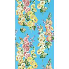 Sanderson Hollyhocks Fire Pink/Bright Blue tapet