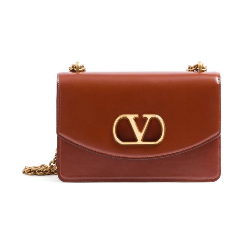 Valentino Garavani Brun Læder Vain Skuldertaske - Tasker - Dame - Brun - ONE SIZE - Uld