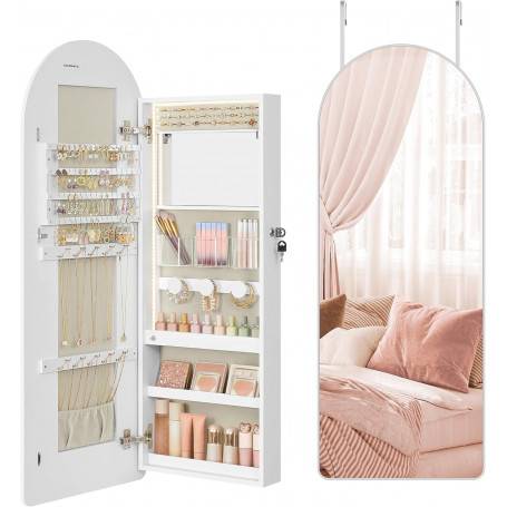 Molnvitt Smyckesskåp Med Spegel & LED 108 cm