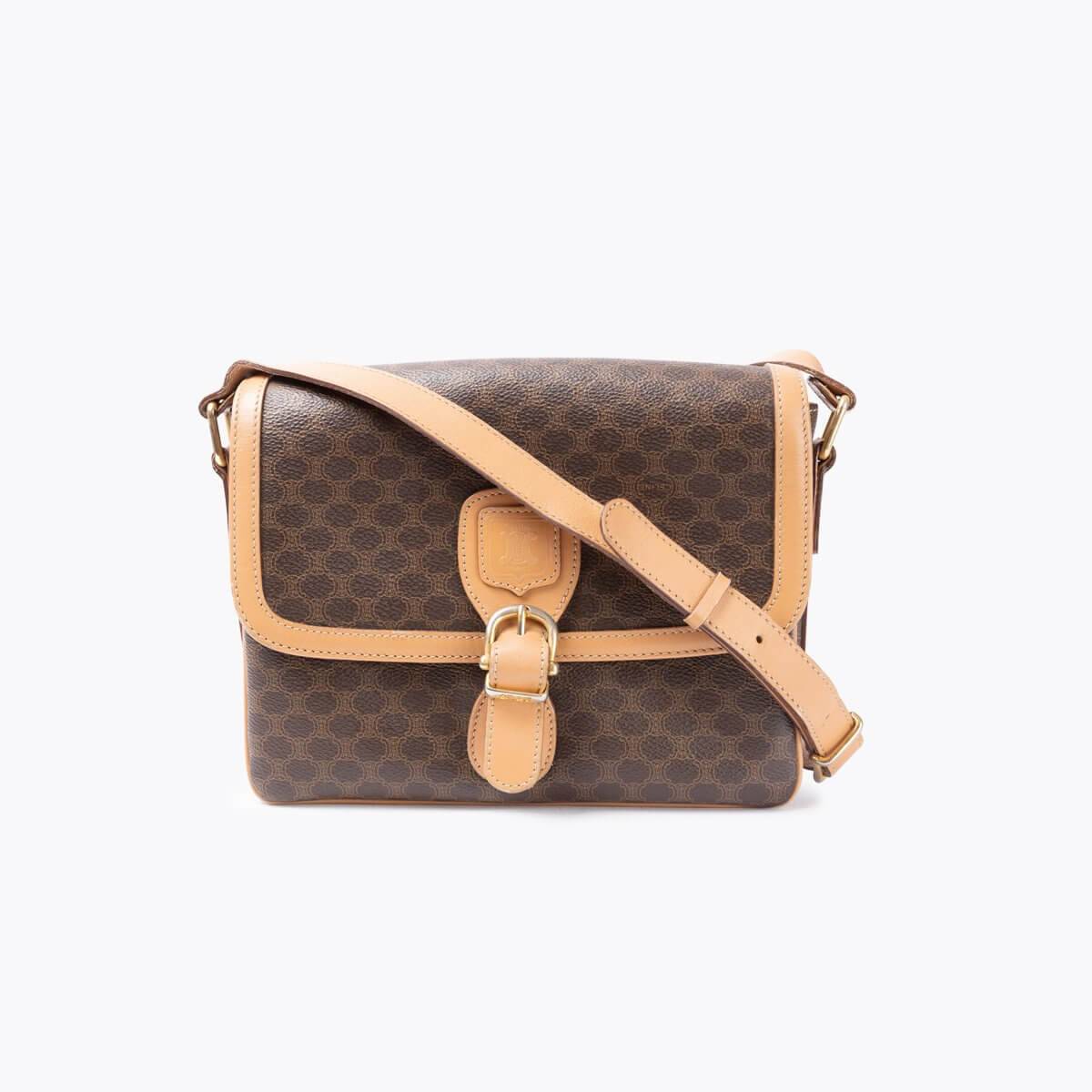 CELINE Macadam Flap Crossbody Bag - Brown (One Size)
