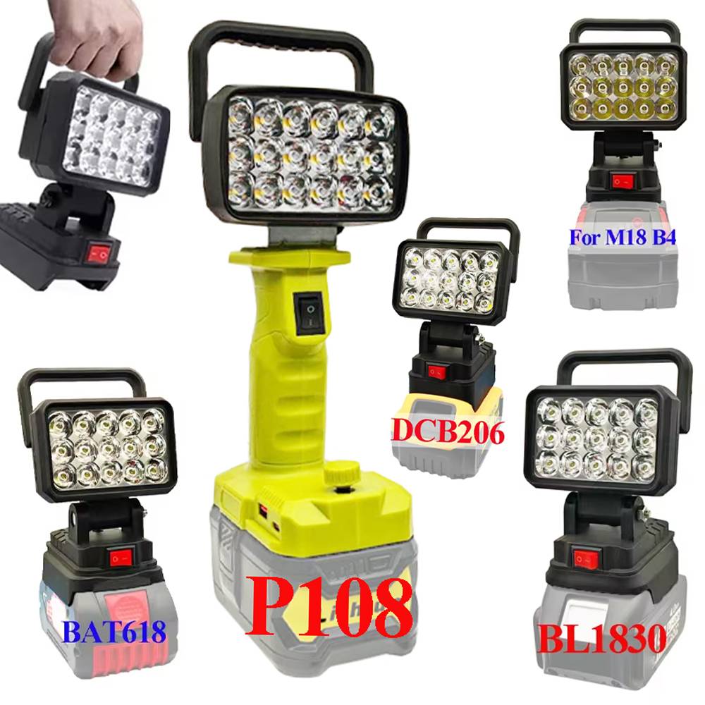 Lantern Working Light For Makita For DeWalt For Bosch For Milwaukee For Ryobi For Devon Battery Lamp Flashlight USB Power Bank