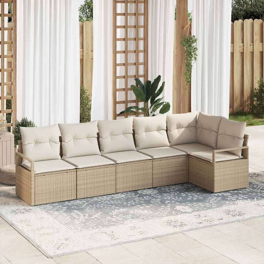 vidaXL Havesofa Sæt 6 stk. Beige og hvid polyrattan