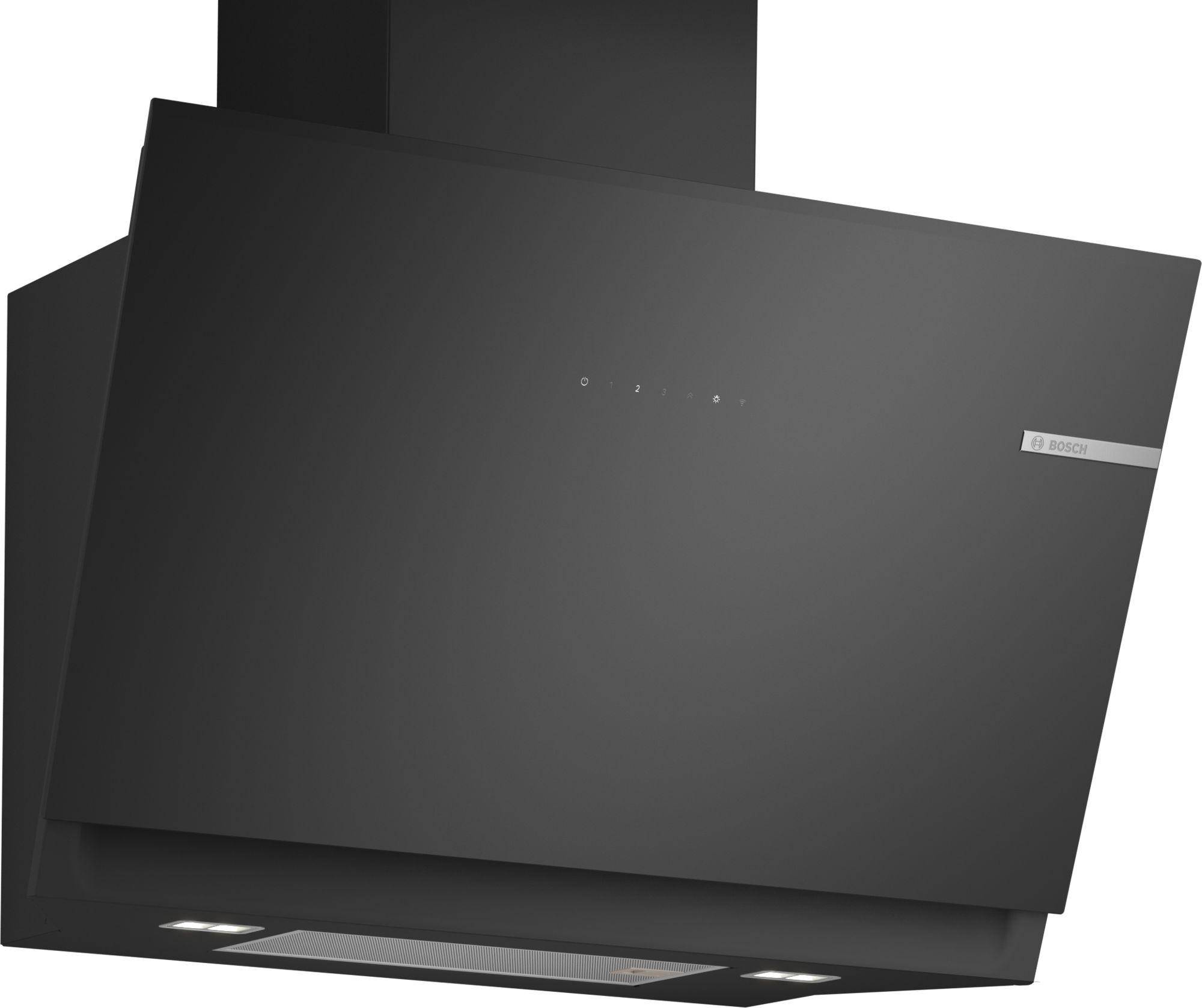 Bosch - DWK81AN60 - Serie 6, Vägghängd köksfläkt, 80 cm, Klarglas med svart tryck, Svart
