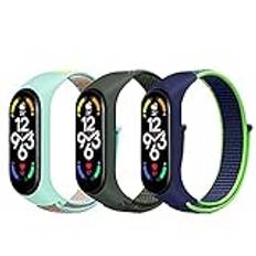 HchenH Band för Xiaomi Mi Band 7/Mi Band 6/Mi Band 5/Amazfit Band 5, Nylon Klockarmband Kardborreband, Justerbar Nylon Ersättningsrem, Kamel, Kardborreband