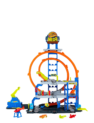 Hot Wheels City Mega Loop Garage Playset with 1 Die-Cast Toy Car & 1 Toy Helicopter in 1:64 Scale - Leksaksfordon & bilar - MULTI COLOR / multi