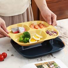 TEMU 1/4/5pcs & Divided Plates - Microwave & Dishwasher Safe, Pp Plastic (4/5 Compartments) Heavy-duty Drop-resistant Rectangular Meal Trays For Portion Control, Picnic, Lunch Box, Party Serving