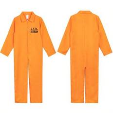 1pc Orange Adult Prisoner Costume, Convict Jail Uniform Cosplay Party Outfit Jumpsuit - Orange - L,M,S,XL