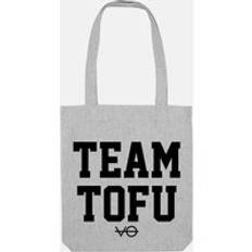 Team Tofu Woven Tote Bag, Vegan Gift - Heather Grey