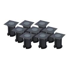 HOFTRONIC™ - 9er Set Ramsay LED Bodeneinbaustrahler - Eckig Schwarz - Bodenstrahler mit GU10 Fassung - IP67 Wasserdicht - Strahler für Garten, Terrassendielen & Einfart - 3 Jahre Garantie