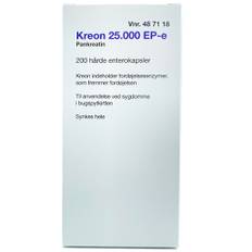 Kreon Lipase 25.000 EP-e 200 stk. enterokapsler, hårde