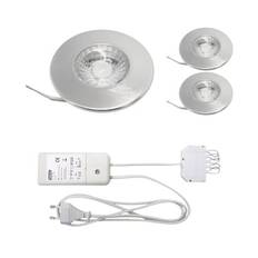 Køkkenspot Gabriella LED, komplet 3-pak inkl. dæmpbar driver, 3000K, CRI 85, 40°, børstet aluminium - Nordtronic