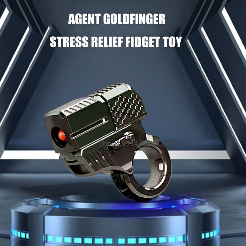 Antistress Fidget Ring EDC Metall Push Slider Stresslindring ADHD Leksak Sensoriska Leksaker för Autism Gåvbox Agent Guldguld white