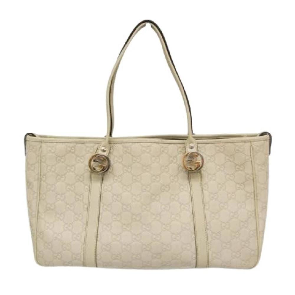 Gucci Vintage Pre-owned GG Twins Tote Bag - Vintage - Dame - Beige - ONE SIZE - Læder