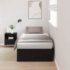 Förvaringssängram Svart Ek 100x200 cm