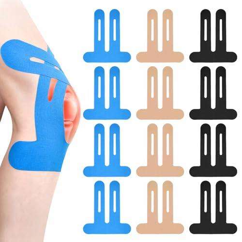 flintronic 12 stycken Kinesio Tape Sport, Vattentät Kinesiologiskt Tejp, Elastiska Förskurna Kinesiotapes, för Knästöd, Ledband (Multifärg)