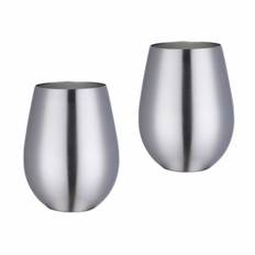 Vinsæt i rustfrit stål med 2 glas, der er brudsikre og lette, metalfri drikkeglas (sølv)