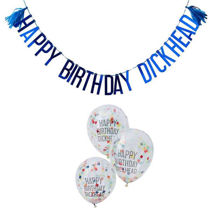 Happy Birthday Dickhead Balloner & Guirlande.