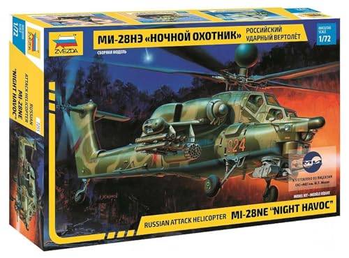 Zvezda 1/72 scale Russian Air Force Mil Mi-28NE Attack Helicopter Night Havoc Plastic Model Kit ZV7255