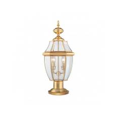 NEWBURY Udendørs sokkellampe i messing og glas H57 cm 2 x E14 - Lakeret poleret messing/Klar
