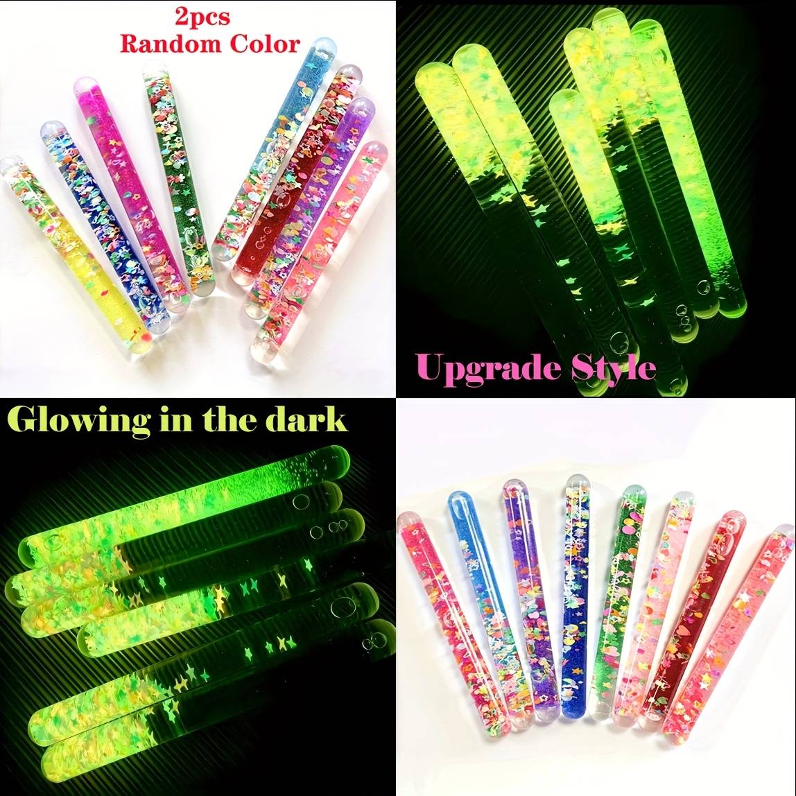 TEMU Set Of 2 Luminous That Glow In The Dark, Designed As Sensory Fidget Toys For Girls And Boys. Rotating Tube Wands Serve As Tools For Relaxation And Anxiety Relief