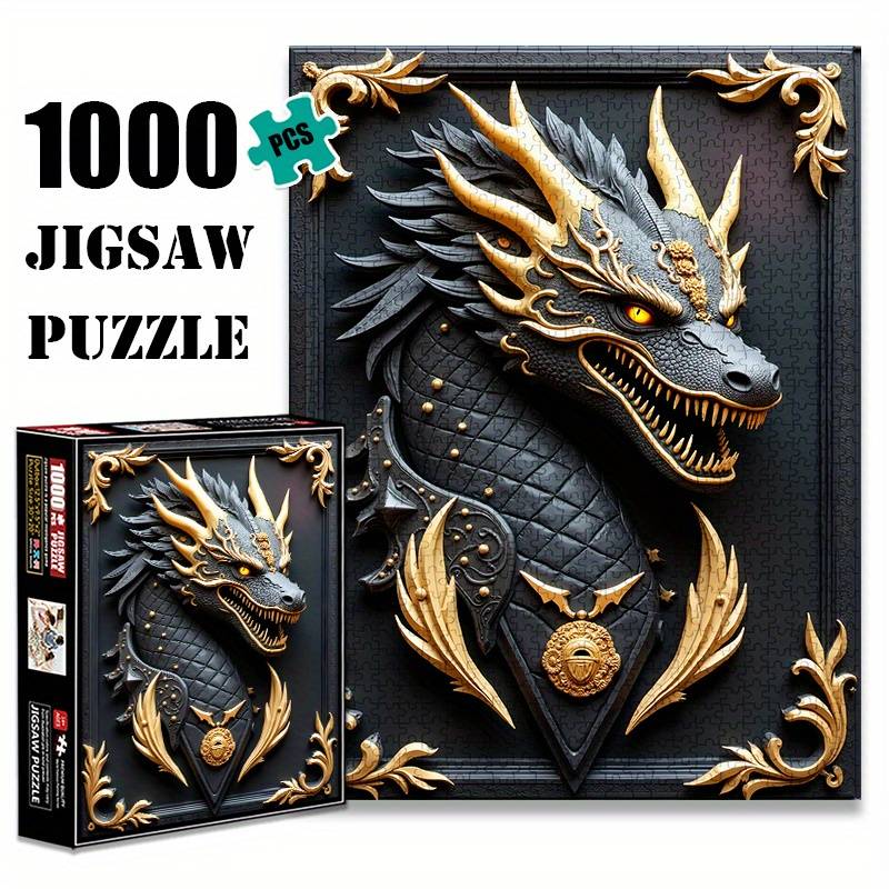 Black 1000pcs Jigsaw Puzzle, Large Puzzle Toy, Exquisite Game Gift, Family Interactive Game, Diy Decoration, Brain-challenging Holiday Gift