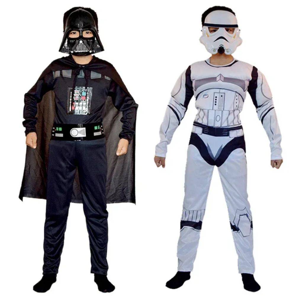 Boy Black Warrior Jedi Costume for Boy Storm Trooper Darth Vader Anakin Skywalker Cosplay Jumpsuit Halloween Carnival Suit