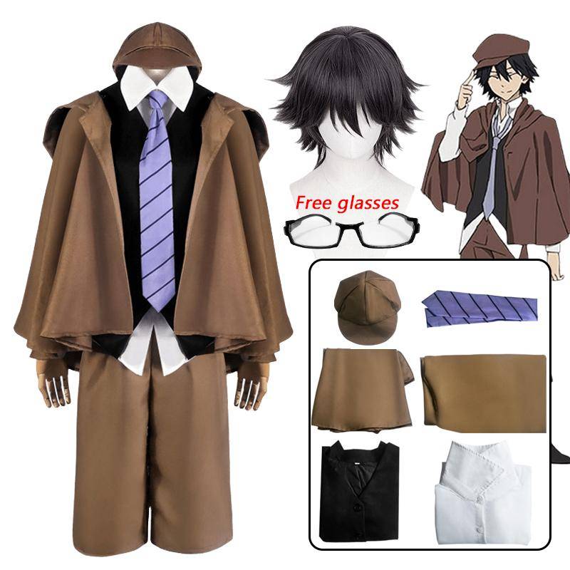 Edogawa Rampo Cosplay Bungo Stray Dogs Edogawa Rampo Cosplay Kostym Uniform Hatt Gratis Glasögon Kostym Halloweenkostymer för Män cm