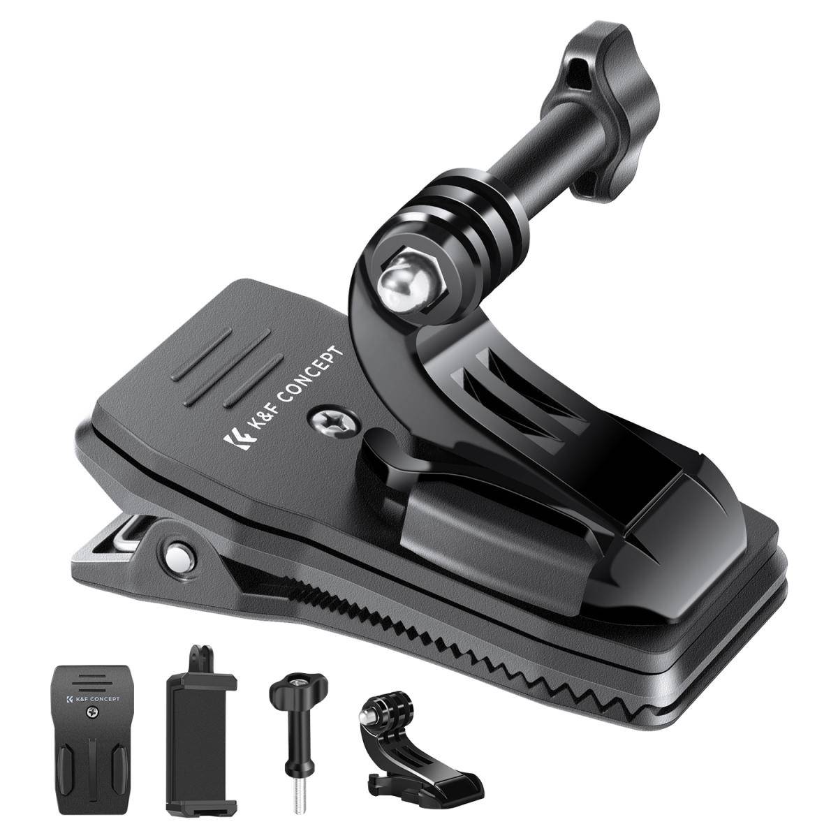 KENTFAITH K&F Concept 360° Rotation Backpack Strap Quick Clip Mount for Hero 13/12/11/10/9/8/7/6/5/4 Black, DJI Osmo Action 5 Pro/4/3 and Other Action Camera