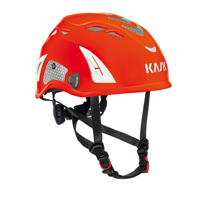 Kask SUPERPLASMA PL HI VIZ sikkerhedshjelm med 12 ventilations huller 4 punkt hagerem str. 51 til 62 cm skruejustering i nakken, 5 farver
