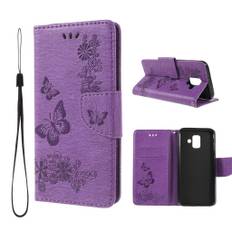 Butterfly läder Samsung Galaxy A6 (2018) fodral - Lila