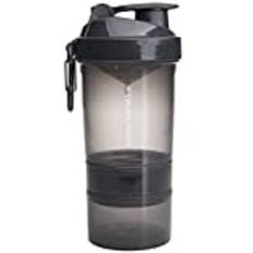Smartshake Original2Go Shaker Protein Liten Grå Flaska med Förvaring 400ml till 600ml- BPA Fri Vattenflaska till Gym Läckagesäker Proteinshaker till Träning, Space Grey