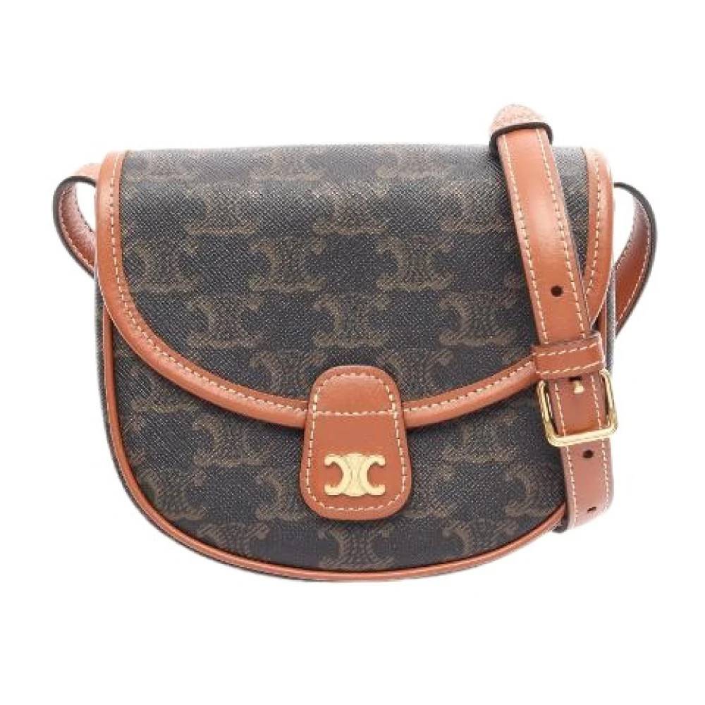 Celine Vintage Pre-owned Triomphe Mini Bourse Skuldertaske i coated canvas - Vintage - Dame - Brun - ONE SIZE - Uld