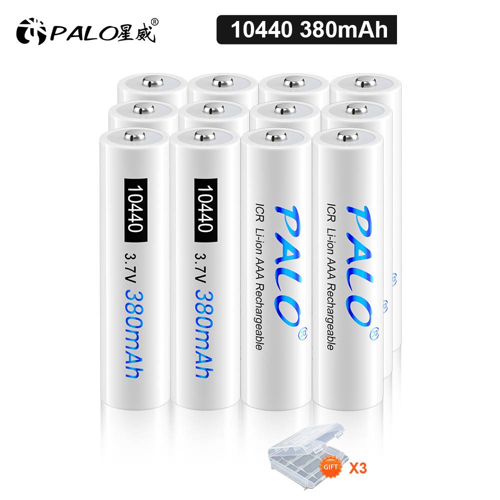 PALO 10440 Battery 3.7v Lithium ICR10440 3.7 Volts AAA Li-ion Rechargeable Battery for  Remote Control Shaver Power Torch