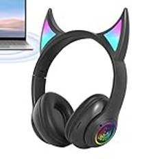 Wireless Headphones | Devil Cat Ear Cordless Gamer Headphones | Compact Wireless Headphones | Adorable Devil Cat Ear Headphones | Lightweight Over-Ear Headset | Portable Headphones For Men & Women