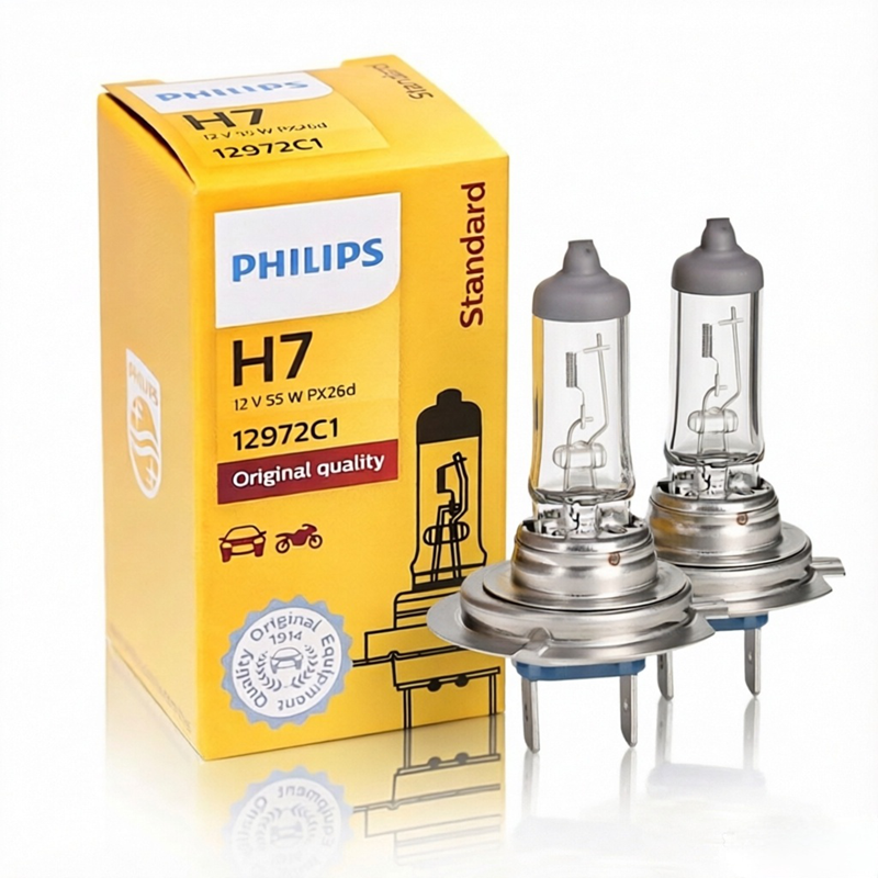 Philips Vision H7 12V 55W PX26d Original Car Halogen Headlight 3200K Standard Auto Replace Genuine Bulb 12972C1