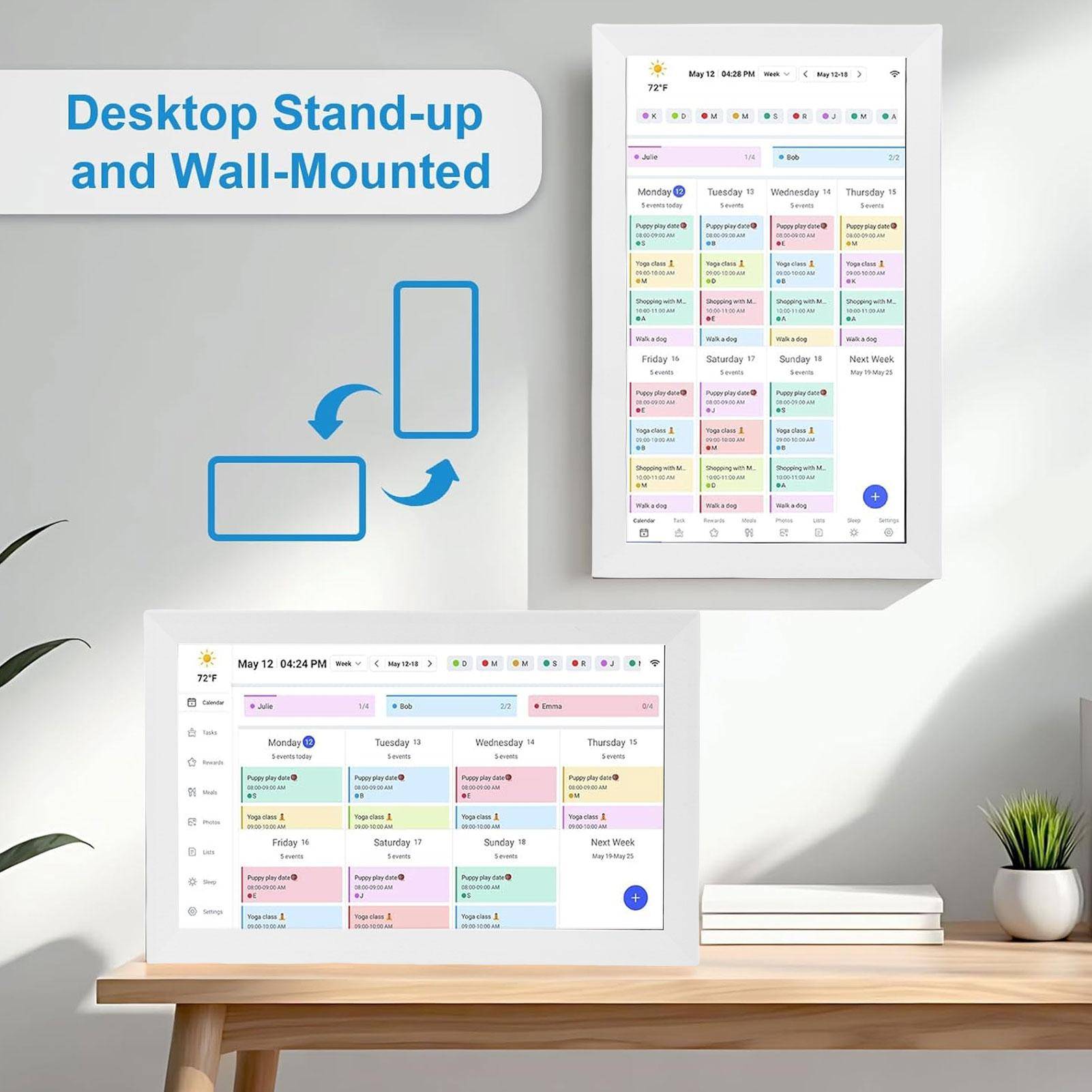 15,6-tums Pekskärm WiFi Smart Digital Kalender Interaktiv Display Digital Fotoram Kalenderplanerare med APP för Familjen