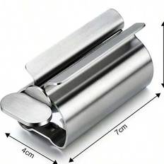 Badrumstillbehör Set Rullande Tandkrämspress Tub Rostfritt Stål Tandkrämsdispenser Tandkräm Kosmetikförvaringsställ - Silver