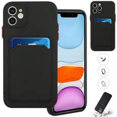 Sort kortholder etui til Iphone 14/13/12/11/xs/xr/SE/8/7/6 -