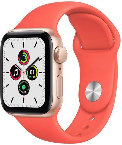 Apple Watch SE Aluminium 40 mm (2020) | WiFi + Cellular | Guld | Sportarmband Citrusrosa S/M