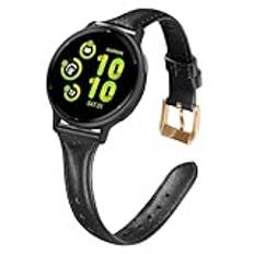 WoPail läderarmband 20 mm för Garmin Vivoactive 5/vívomove Trend/Venu Sq 2/Venu Sq 2 music/Venu 2 Plus ersättningsarmband damer smala och lätta armband för Garmin Forerunner 245/645 svart