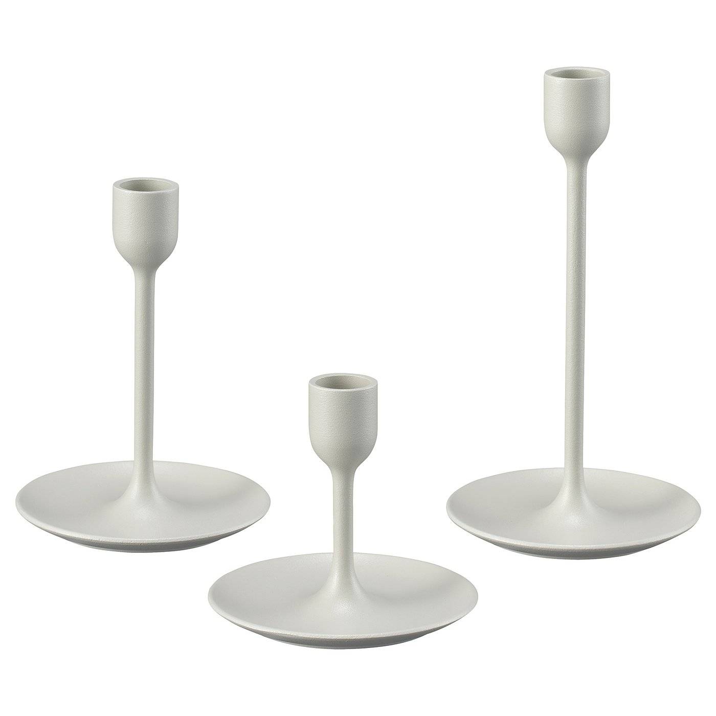 FULLTALIG ljusstake set om 3, ljusgrå/beige