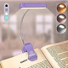 Glocusent Horisontell ET-Head Book Light för läsning i sängen, ögonvänlig Clip on Light, 3 färger och 5 ljusstyrkor, uppladdningsbar och långvarig, 1.4Oz Endast läslampa, perfekt för bokälskare (Lila)