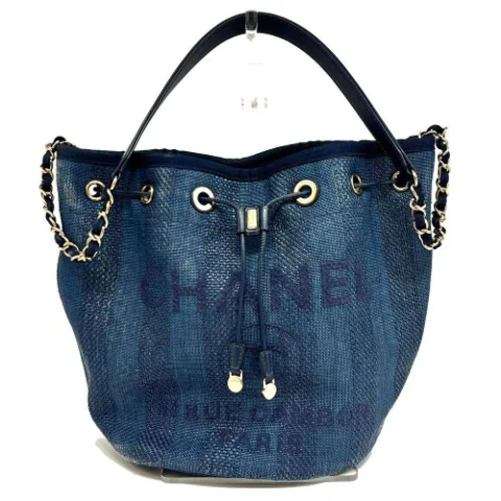Chanel Vintage Pre-owned Stof chanel-tasker - Vintage - Dame - Blå - ONE SIZE - Uld