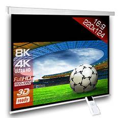 Motorleinwand SlenderLine 220 x 124cm (BxH) - 16:9 Format - 2D/3D - Full-HD - 4K Ultra HD - Beamer Leinwand inkl. Funkfernbedienung