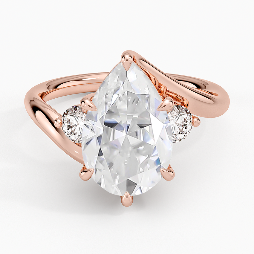 14K Rose Gold Moissanite Atelier Three Stone Diamond Ring (1/3 ct. tw.)