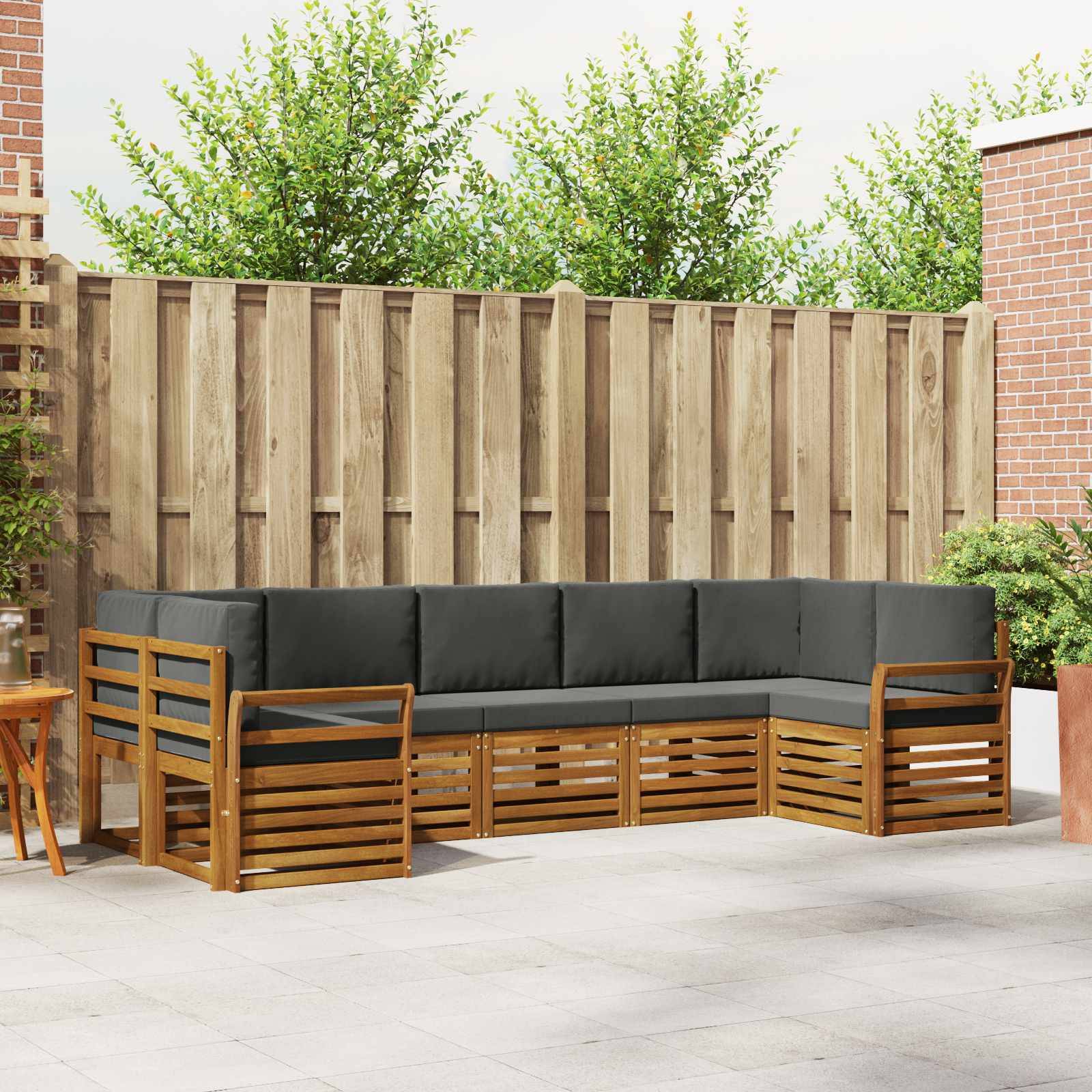 vidaXL Sektionalsofa sæt med pude 7 pcs Naturlig og Antracit