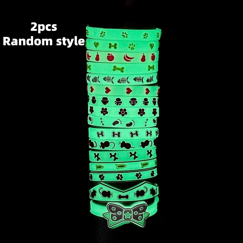 2pcs Random Color Pet Glow Collar, Collar That At Night, Luminous Pet Collar- Glow Collar With , Nighttime Safety Anti-loss Collar, Suitable For Small Dogs And Cats, In Colors